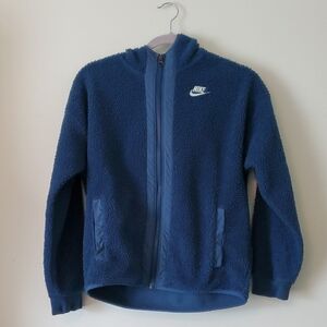 Nike Kids Navy Sherpa Hooded Zip Jacket